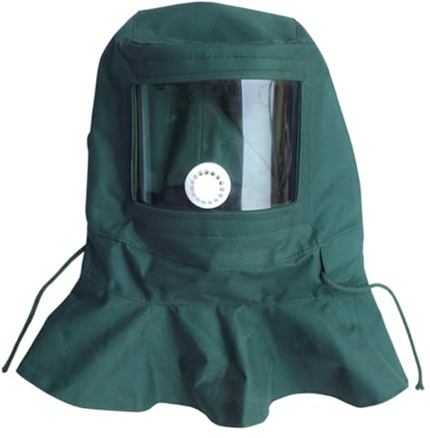 Cappuccio per sabbiatura, maschera per sabbiatura con corda regolabile, maschera protettiva anti polvere/vento per lucidatura, sabbiatura, verniciatura, verniciatura a polvere