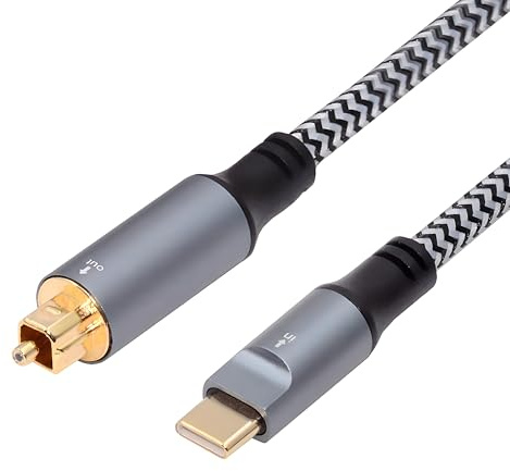 NFHK Cavo audio ottico tipo C a SPDIF Toslink, adattatore maschio per interfaccia audio in fibra ottica digitale da USB-C a maschio per computer desktop e laptop (180 cm)