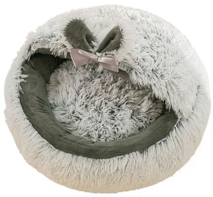Lit Chat, Grotte Chaton intérieur Peluche, Lieu Sommeil pour Chats, Base antidérapante, Facile à Laver, Accessoire Animal Confortable, Nid Semi-Ouvert pour Dormir & se Reposer, 15,75x15,75 Pouces