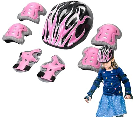 Ensemble casque et coussinets pour enfants – Casque et coussinets réglables pour tout-petits, baseball, hockey, skateboard, breakdancing vélo, sports de plein air, garçons et filles de 5 à 10 ans
