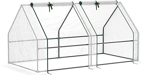 6x3x3 ft Portable Mini Greenhouse Outdoor Garden with Large Zipper Doors Water UV PE Cover for Plant Protection Tool Storage Shed Backyard Garden,White