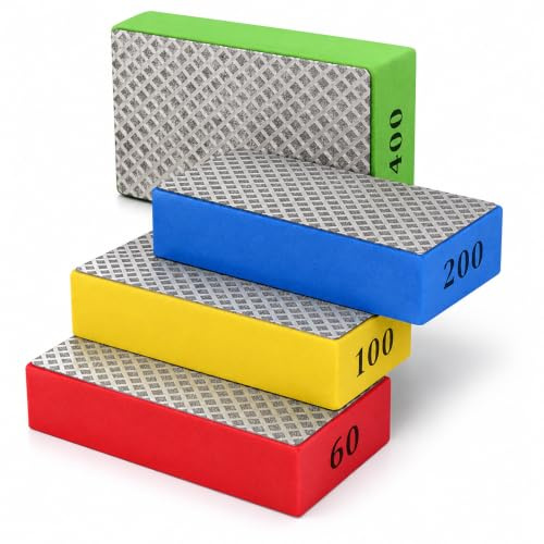 4 PCS Diamond Hand Polishing Pads, Foam Backing Sanding Blocks