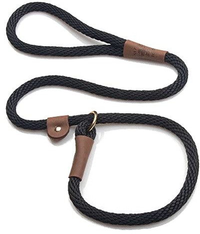 Mendota Pet Slip Leash - Dog Lead and Collar Combo - Made in The USA - for Large Breeds - Black, 1/2 in x 6 ft