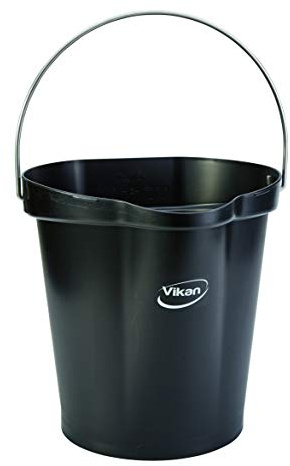 Vikan 56869 Durable Polypropylene Hygiene Bucket/Pail, Stainless Steel Handle,