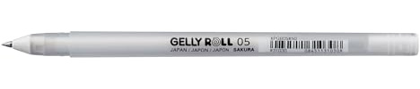Sakura Gelly Roll Basic Blanco Gel Pen 05 - Punta fina - Escritura suave con tinta pigmentada a base de agua - Resistente al agua y a la decoloración - Ideal para dibujar y resaltar sobre papel oscuro