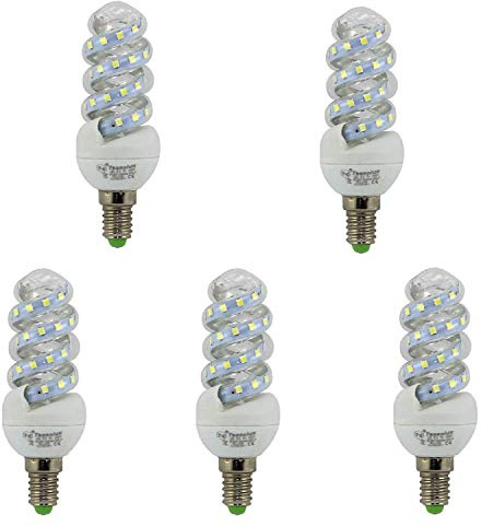 TECNOLUX EURO Bombilla LED Mini Espiral 7W 600 lm E14 Luz Fría (6500K)(Pack5)