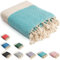 HolyDays® Strandtuch XXL 100x180cm aus 100% Baumwolle Oeko-TEX® | Hamamtuch | Badetuch | Saunatuch | Peshtemal | Fouta | Picknickdecke | groß | saugstark | extra leicht | Damen | Herren (Türkis)