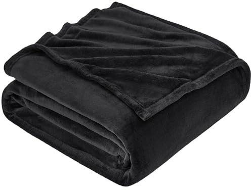 EHEYCIGA Kuscheldecke flauschig, weiche warme Fleecedecke 130x165 als Decke Sofa, Wohndecke oder Couchdecke überwurf, Schwarz