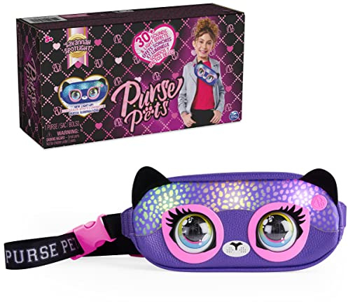 Purse Pets - Bolso Mascota INTERACTIVA - RIÑONERA - Bolso niña Bandolera y Mascota Interactiva Cheetah Savannah Spotlight con más de 30 Sonidos y Reacciones - 6066698 - Juguetes niña 5 años +