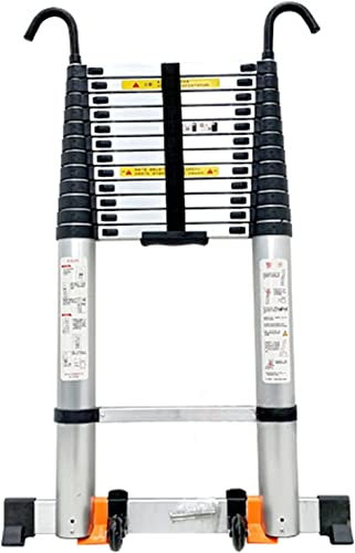 Telescoping Telescopic Ladder 8m/ 7m/ 6.2m/ 5m/ 4m/ 3.8m/ 2.6m, Aluminum Extension Ladders with Hook for Roofing Business, Household Use, RV Outdoor Work (Size : 8.1m/26ft)
