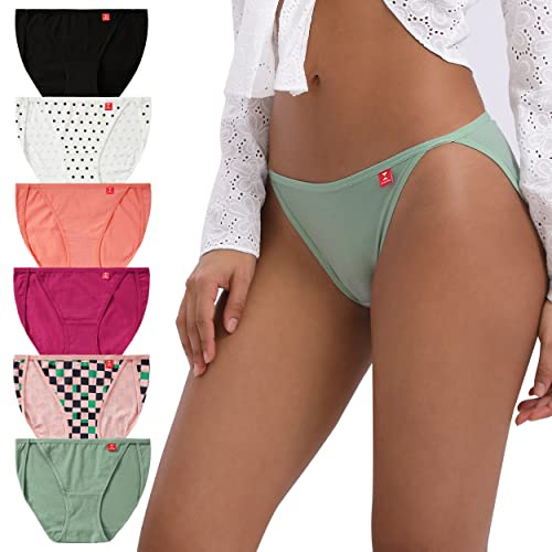 INNERSY Bragas Mujer Algodón de Pierna Alta Braguita Bikini Suave Pack de 6 | Braguitas Algodón Elástico, Elegante por Delante y Cobertura Total por Detrás, Ropa Interior Cómoda Diaria, Braga Deportiva