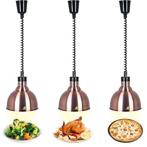 Lampe Chauffante Alimentaire Réglable, 250W Lampes Chauffantes pour Aliments Commercial, Chauffe-plats Lampe Chauffante Cuisine Professionnelle pour Restaurant et Buffet(B-25cm, 3 Pièces)