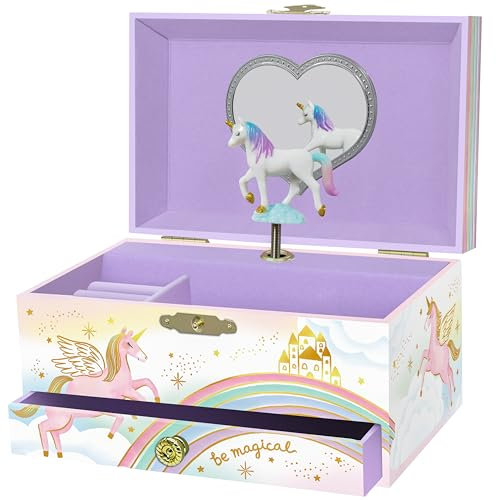 Musical Unicorn Jewellery Box for Girls - Kids Dancing Unicorn Music Box with Mirror, Unicorn Gifts for Little Girls, Jewellery Boxes, Childrens Birthday Gift, Ages 3-10