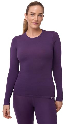 DANISH ENDURANCE Merino Wool Thermal Tops 180g/m² Midweight for Women, Extreme Warm Thermal Long Sleeve Top, Purple, XL