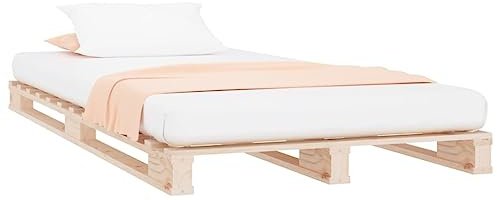 vidaXL Pallet Bed, Bed Frame for Single, Bed Base for Bedroom Dorm, Matress Foundation Wooden Bedstead, 90x190 cm Single Solid Wood Pine