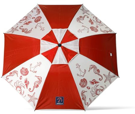 Atosa Strandschirm Ø 180 bis 240 cm aus Aluminium, Modell Meeresboden, mit Tragetasche und Sonnenschutz UPF 50+ in den Farben Blau und Rot, rot, 200 cm, Marineblau