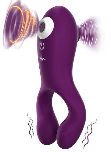 LYAMais Klitoris Vibratorensets für Frauen Dildo-G-Punkt-Vibrator 10 Frequenzvibrations und Saugmodi Leise Starke Klitoris Druckwellenvibrator,Bruststimulatoren Klitoris Sauger Massager(Lila)