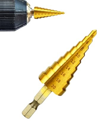 LOZTBUE 1 pieza broca cónica de metal, broca escalonada de estría espiral, broca escalonada de 4-32 mm, acero inoxidable, plástico