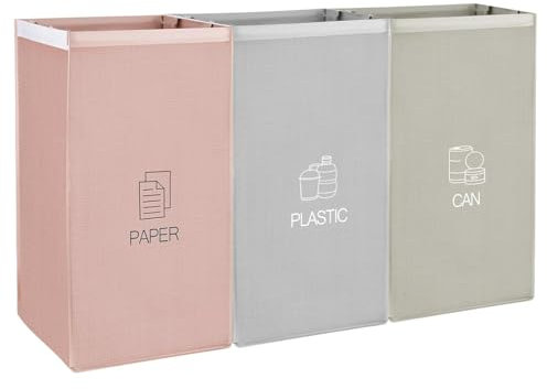 DMJJSD Système de tri sélectif triple pour papier, verre et plastique - Système de tri écologique - Sacs d'organisation de recyclage en matériaux résistants et réutilisables - Système de tri des