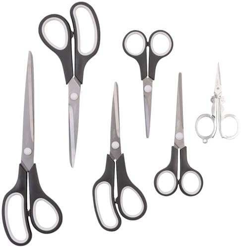 General Office Scherenset: 6-teiliges Scheren-Set, Edelstahl mit Titanbeschichtung (Haushaltsschere, Haushalt-Schere, Küchenhelfer)