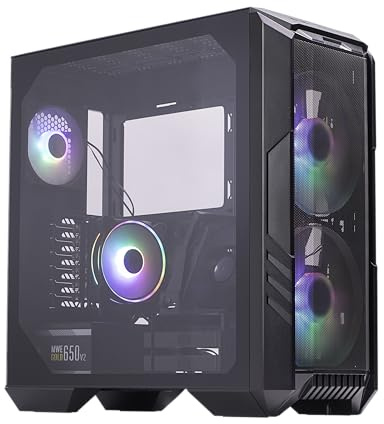 Cooler Master HAF 500 Pro High Airflow Mid-Tower ATX Gaming Case|Power|Thermal, Hyper 212 Halo CPU Cooler, MWE 650W Gold PSU, Dual 200mm aRGB Fans, Mesh Front, Tempered Glass, Cable Management