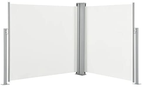 Tidyard Auvent latéral rétractable Crème 120 x 600 cm Protection de l'intimité et Vent, Paravent Store latéral, Abri Solaire Extensible Brise Vue pour Extérieur, Balcon, Terrasse