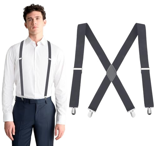 Bretelle da uomo, bretelle per pantaloni da sci, bretelle da uomo, extra forti, bretelle da donna, salopette da donna, jeans da moto, da uomo, da lavoro, da uomo, da lavoro, marrone, 1, 1 grigio scuro
