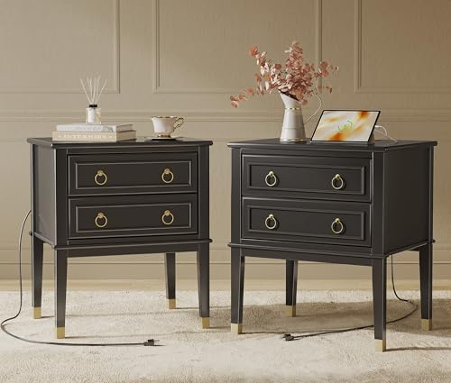 Huuger 27.6 Inch Tall Nightstand with Charging Station, USB-C Port