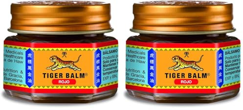 Tiger Balm Rojo – Bálsamo Original para Masajes con Efecto Calor, Alivio Muscular y Articular, Fórmula Tradicional con Canela, Clavo, Mentol y Alcanfor – 19 g (Paquete de 2)