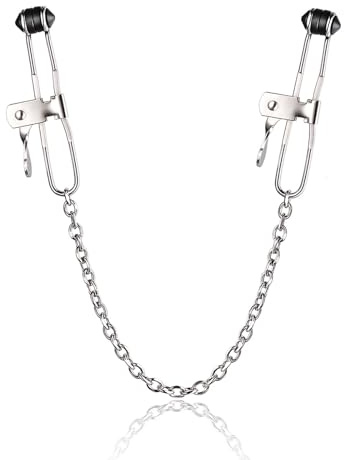 Kutocesy Pinces À Tétons En Acier Inoxydable Avec Chaînes Pinces À Tétons Réglables Avec Embouts En Silicone Souple Bijoux Corporels Non Piercing Pour Femmes Sextoys