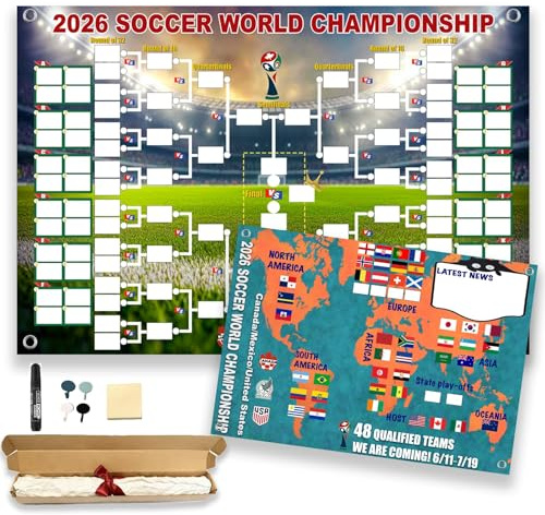 Calendrier 2026 Affiche De La Coupe Du Monde, Coupe Du Monde Calendriers,Programme Complet,15m DéCorations De Drapeaux ColoréS, 100 X 70 Cm, Pour Les Fans De Football Offrir Et SoiréE à ThèMe (A)