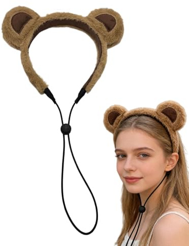 Bandeau élastique avec oreilles d'ours - Pour filles, adultes et enfants - Convient pour le maquillage, le spa, le nettoyage du visage, la salle de bain, le cosplay, les fêtes et