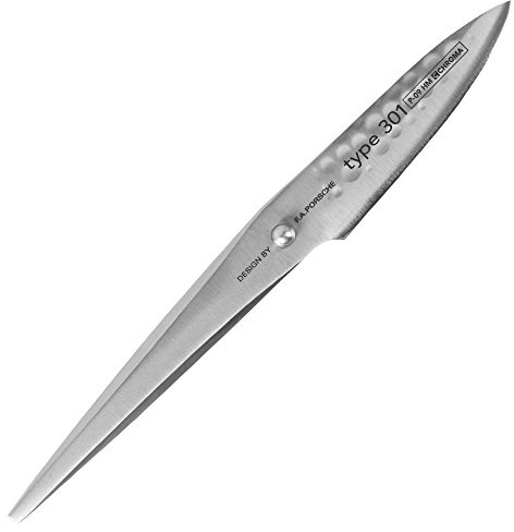 Chroma hammarslag kniv typ 301 HM, design av F.A. Porsche, P-09 HM – skalkniv med 7,7 cm blad, extra vass grönsakskniv, fruktkniv hamrad med ergonomiskt handtag