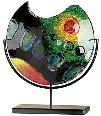 GILDE GLAS art Design-Vase - Dekoobjekt handgefertigt aus Glas H 37 cm