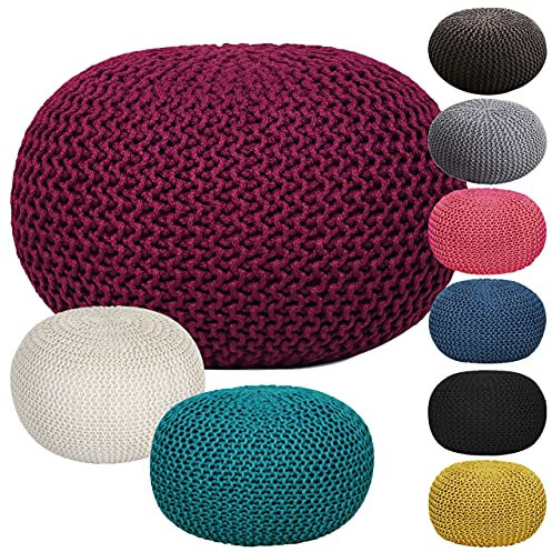kreatives Wohnen Pouf Sitzpouf Strickhocker Strickpuff Ø 55 cm Innen & Außen waschbar Brillante Farben! beige - lipizano Premium, KRW005536-000000-0000LO, Extra breit