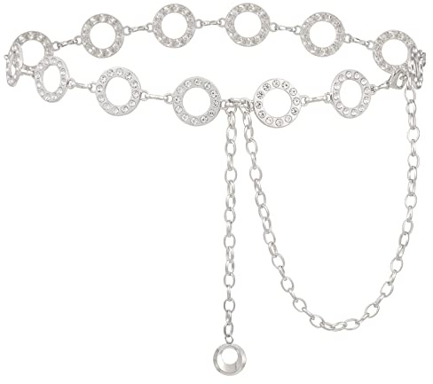 Kajeer Cinturón de cadena para mujer - Cadena de cintura Ajustable Oro Plata Eslabón de metal Cinturón decorativo para vestido