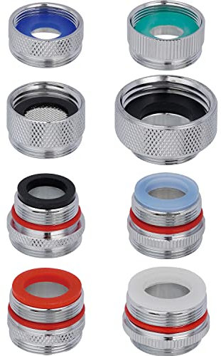 Hibbent Kit d'adaptateur de robinet de 8 pièces, ensemble d'adaptateurs d'aérateur d'évier de cuisine, adaptateur de robinet d'évier mâle et femelle, tuyau de jardin, filtre à eau, tuyau standard,