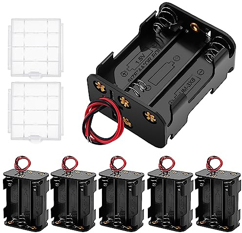 6 Pezzi 6x1.5V AA Supporto Batteria, KUOQIY 9V Portabatteria con Cavi, AA Battery Holder, con Custodia Batteria in Plastica
