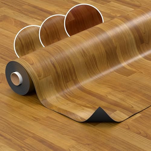 PVC Bodenbelag Vinylboden Meterware in Holzoptik Fußbodenbelag Auslegware Vinyl für Küche Wohnzimmer Badezimmer Anti-Rutsch 140cm Breite Buche 120x140cm