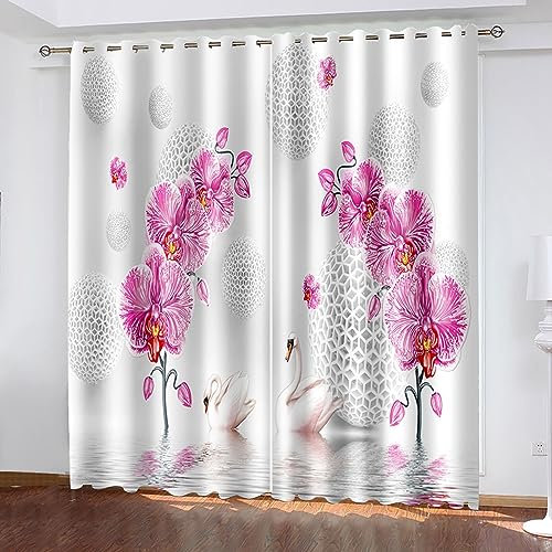 Skcess Lichtdichter Vorhang, Vorhänge Wohnzimmer Beige-Golden Weizenähre Von Reis Vorhang Polyester Gardinen 2er Set 132x214cm(WxH)