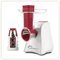 LITTLE BALANCE 8701 Easy Veggie, 4 in 1, Taglierina per verdure elettrica 4 in 1, Grattugiare affettare raschiare, grande vassoio su canale, 5 accessori in acciaio inox rimovibili, 150 W, bianco/rosso