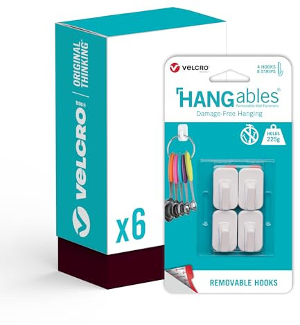 VELCRO Brand - HANGables Removable Micro Hooks - 24 x Hooks - Damage Free Hanging - Holds 225g per Hook - Perfect for Keys, Jewellery & Other Lightweight Items.