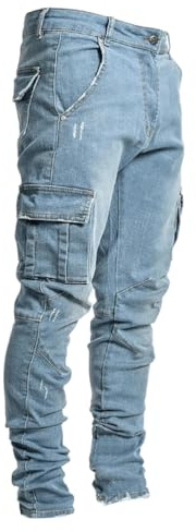 Oanviso Jeans Homme Skinny Jeans Stretch Jeans Pantalons Coupe Slim Pantalons Denim Casual Hip-Hop Jeans de Travail Vintage Jeans Décontractés Pantalon de Jogging Hommes A Bleu XL