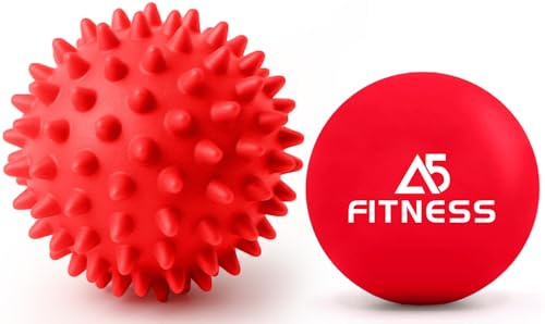 Massage Ball – Red Lacrosse and Spiky Balls– Perfect for Yoga, Rehab, Deep Tissue & Trigger Point Massage, Myofascial Release, Plantar Fasciitis - Sore Muscle Recovery, and Overall Body Relaxation
