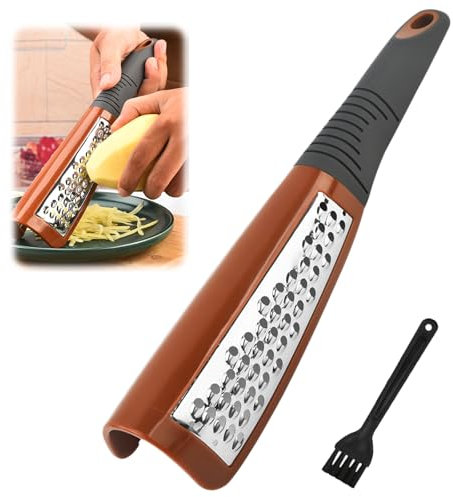 EACHPT Grattugia in Acciaio inox,Grattugia Formaggio Manuale, Grattugia per limone, Grattugia per Zenzero,Grattugia per aglio Ideale per Grattugiare Grossolana e Fine, Inclusa Spazzola per la Pulizia