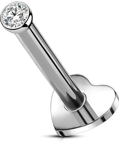 OUFER Body Piercing Orecchino Tragus Schiena Piatta 16G Titanio Push-in Barra Piercing Labret Labbra 5/6/8/10/12mm Stud Piercing Helix Gioielli da Piercing Push-in Orecchini Conchiglia e Cartilagine