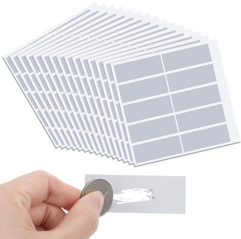 Classicseali 300pcs Scratch Card Stickers, 6.5 X 2.5CM/2.56 X 1 in Rectangle Scratch Stickers, Self Adhesive DIY Rectangle Labels for Gender Reveal Scratches Off, Reward Programs - Silver