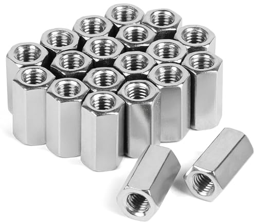 lrgnixs Lot de 20 écrous de connexion M8 x 25 mm en acier inoxydable V2A A2 - Écrous longs hexagonaux - Manchons filetés continus - Manchons d'écartement pour la construction métallique et la