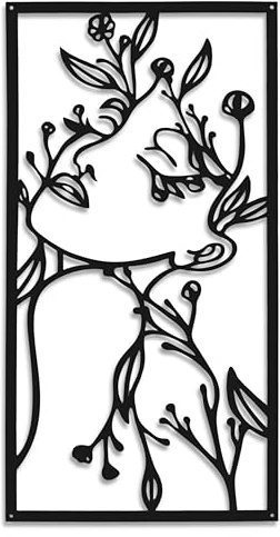 Dkant Cuadros Decoracion Salon Modernos (30x58 cm) - Cuadros Decoracion Dormitorios - Decoracion Pared Metal Minimalista de Mujer - Wall Art - Facil Fijacion