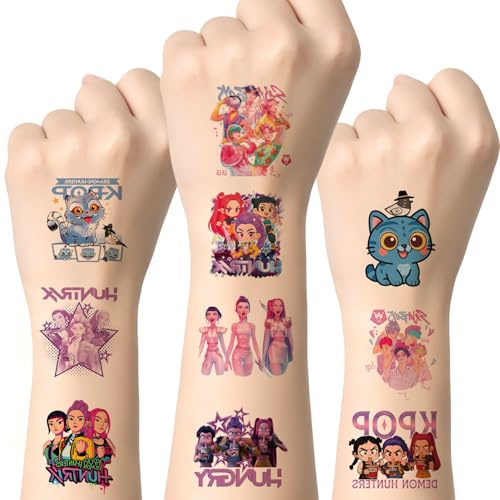 40 Feuilles de Tattoos Temporaires Hunters pour Enfants, Autocollants Décoratifs Film Hunters, Cadeaux d’Anniversaire pour Filles et Garçons, Récompenses de Classe, Carnaval, Noël